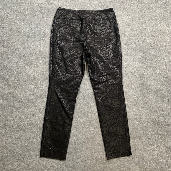 Nic + Zoe Leggings Womens 8 Black Cheetah Coated Metallic Pull On Stretch Ankle - Picture 7 of 11